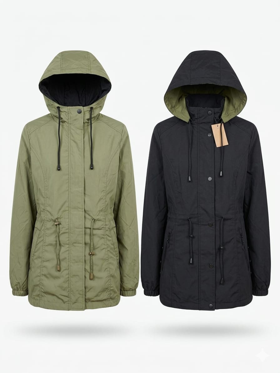 Rompeviento Con Capucha Desmontable - Negro-Verde