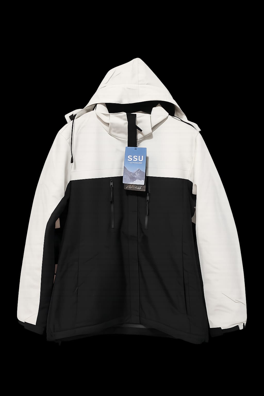 Campera Combinada Con Capucha Desmontable - Negro/Blanco