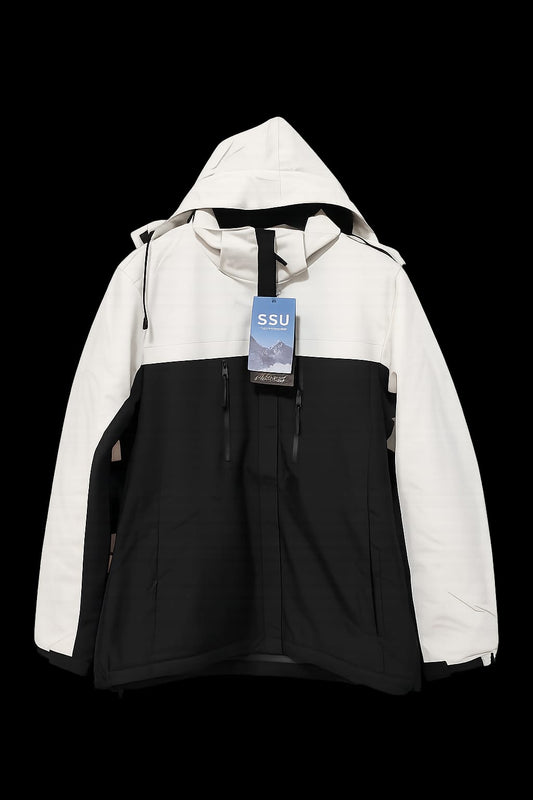 Campera Combinada Con Capucha Desmontable - Negro/Blanco