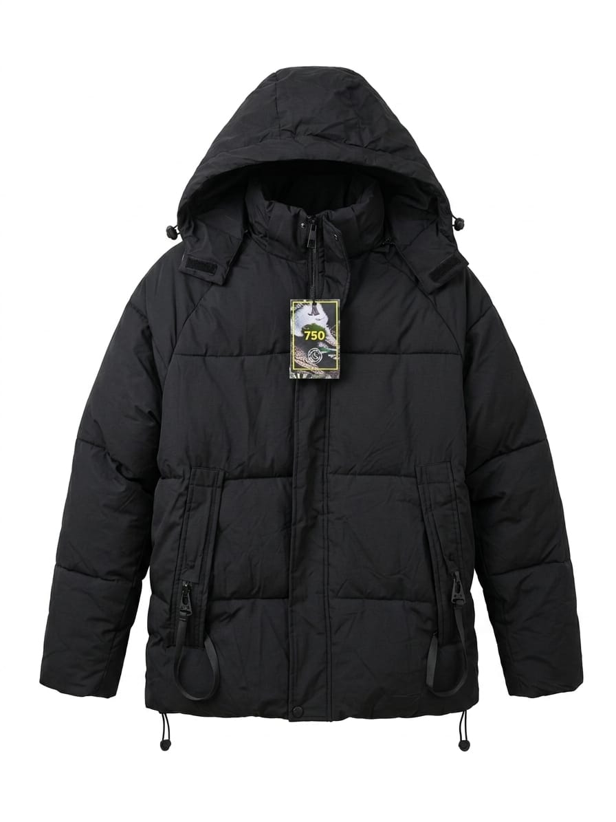 Campera Con Piel Y Capucha Desmontable - Negro